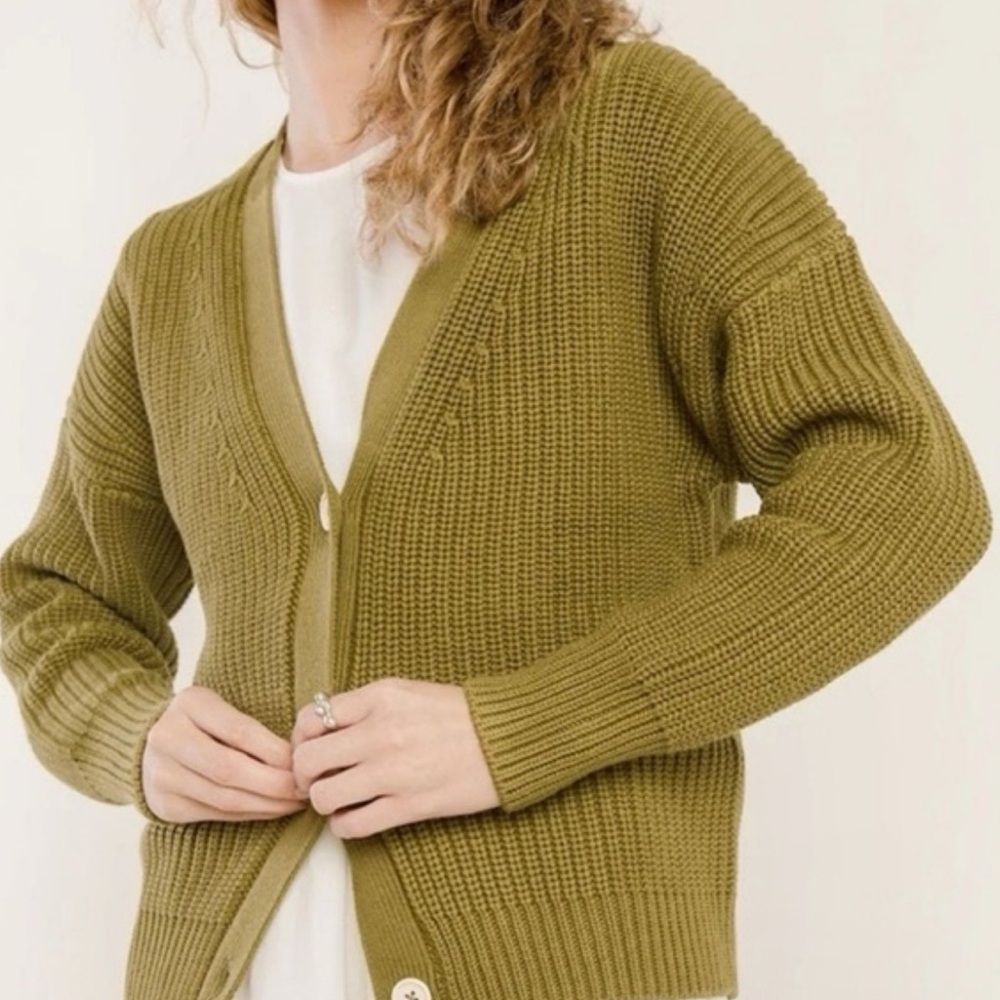 Tradlands Shelter Cotton Cardigan in Dark Olive Green, size XS LIKE NEW
